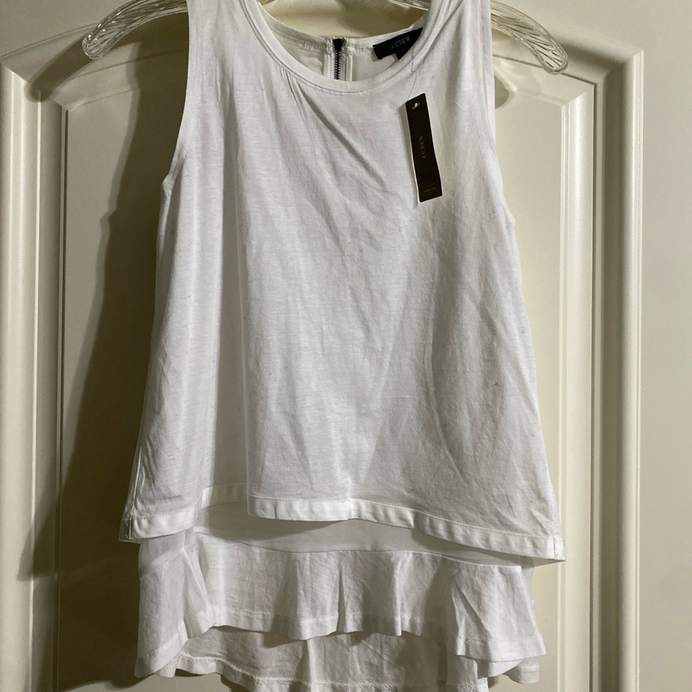 New with tag J Crew White Layered Sleeveless Dress Top